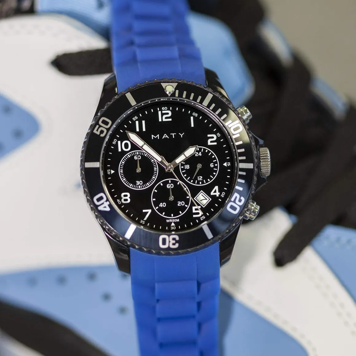 Montre homme plastique bleu bracelet silicone bleu