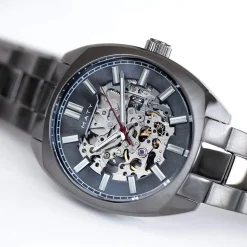 Montre homme squelette automatique acier bracelet acier