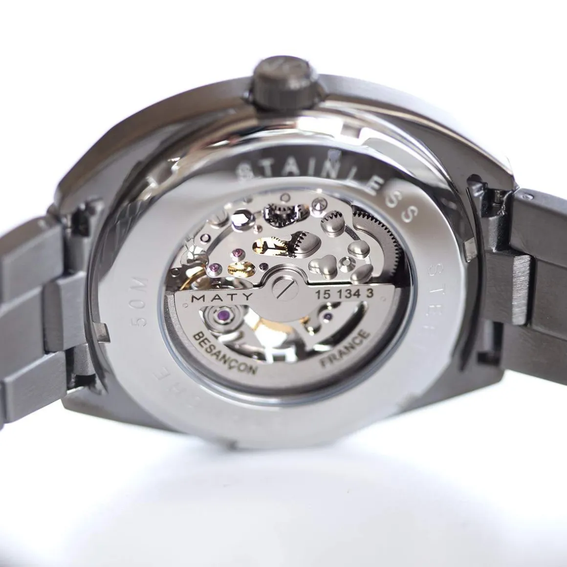 Montre homme squelette automatique acier bracelet acier