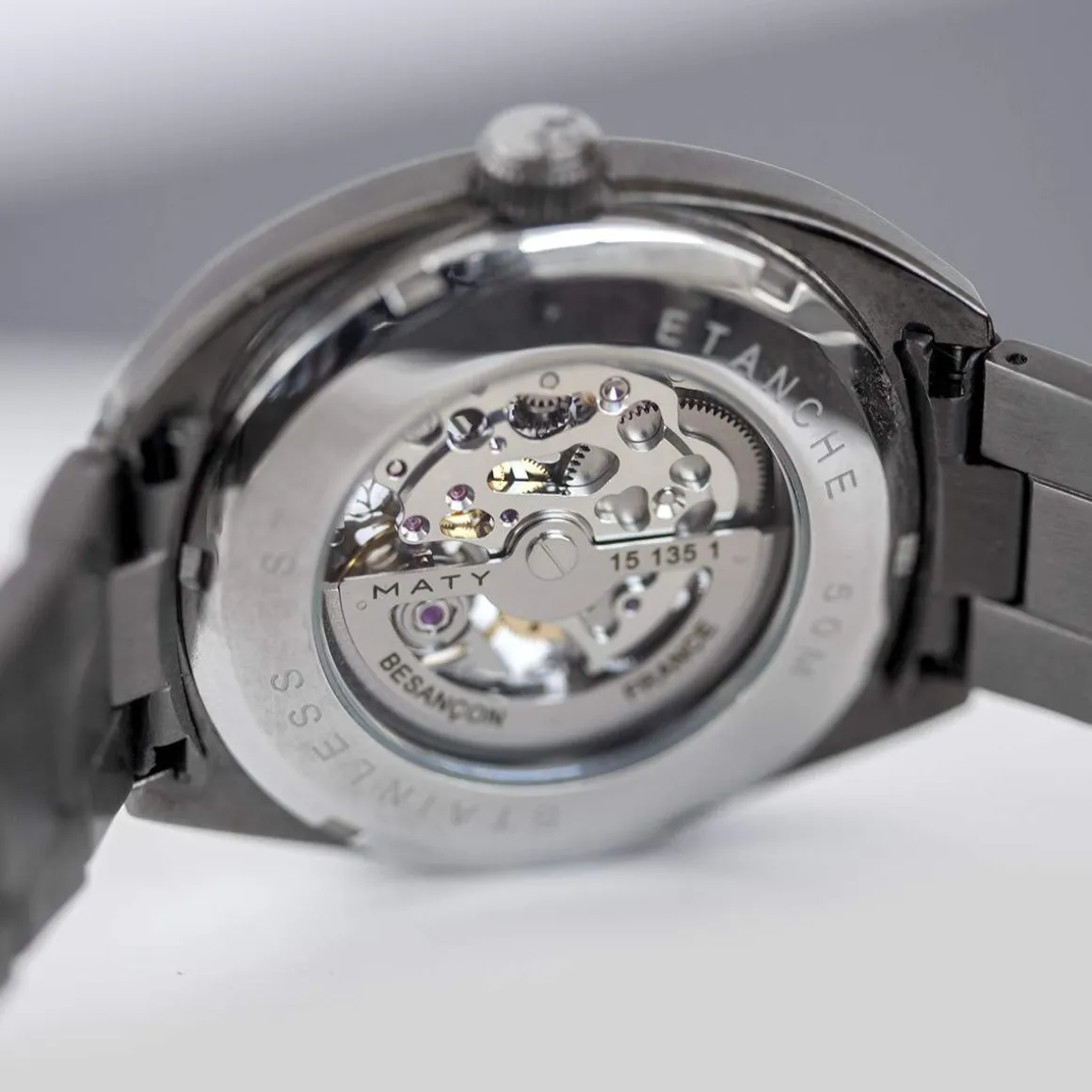 Montre homme squelette automatique acier bracelet acier
