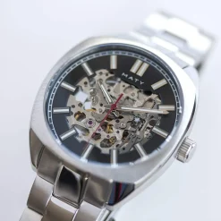 Montre homme squelette automatique acier bracelet acier