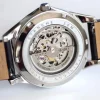 Montre homme squelette automatique acier bracelet cuir noir