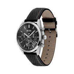 Montre Hugo Boss homme acier bracelet cuir noir