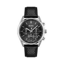 Montre Hugo Boss homme acier bracelet cuir noir