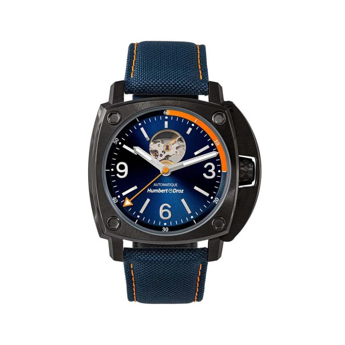 Montre HUMBERT-DROZ hd1 homme automatique, bracelet tissu bleu fonce