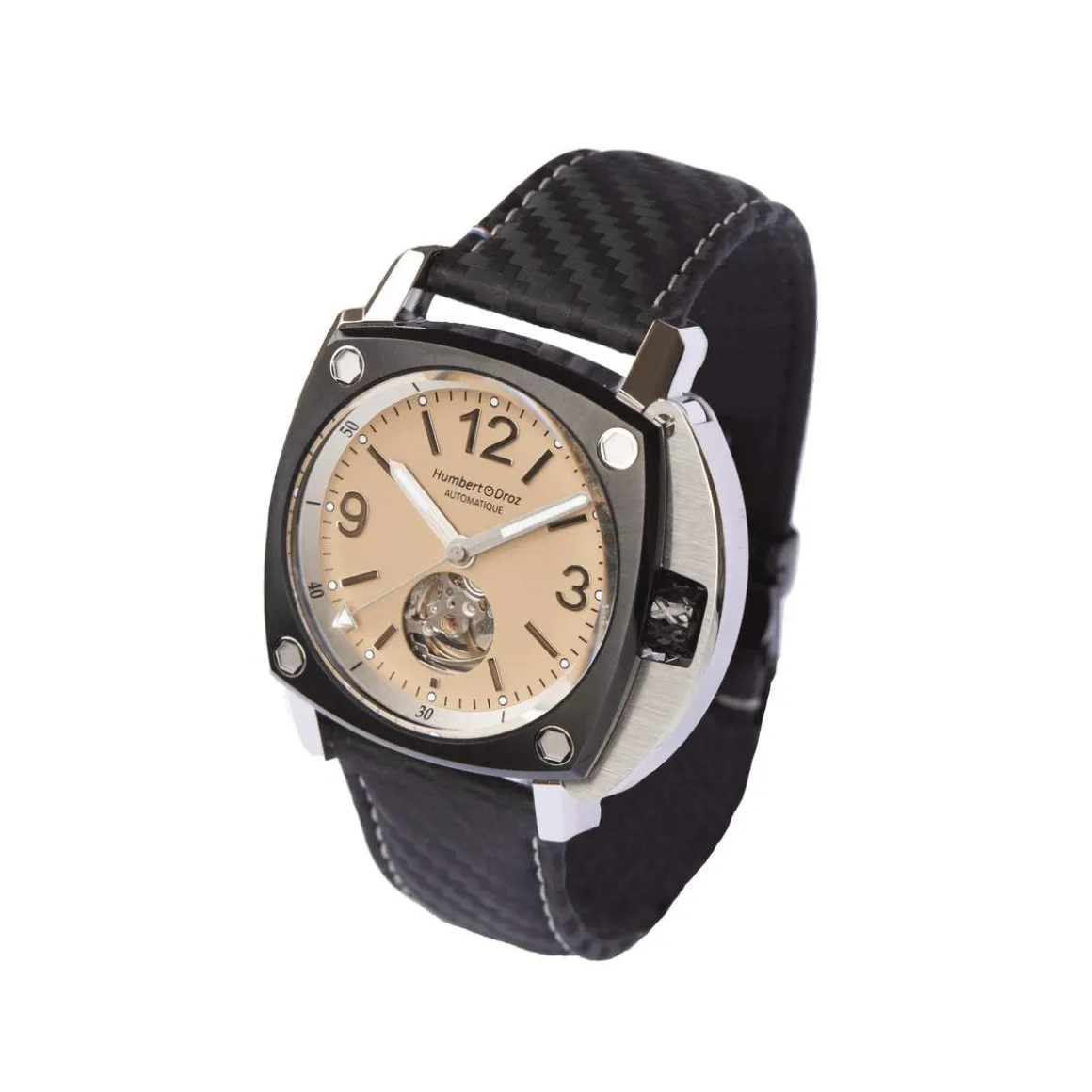 Montre HUMBERT-DROZ hd10 homme automatique, bracelet cuir noir