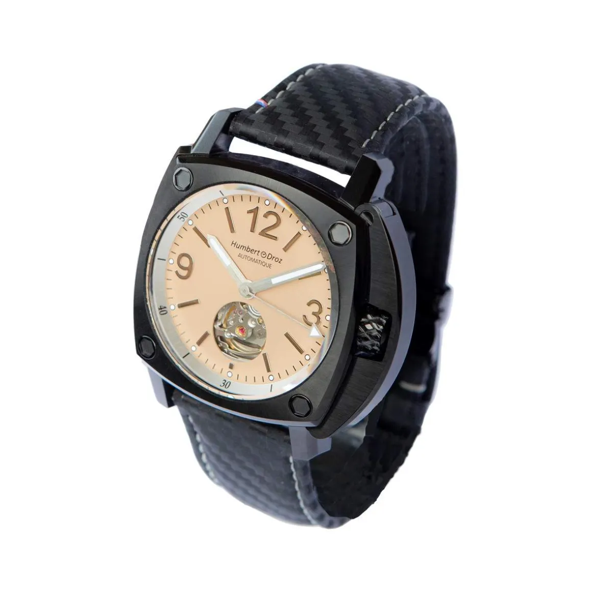 Montre HUMBERT-DROZ hd10 homme automatique, bracelet cuir noir