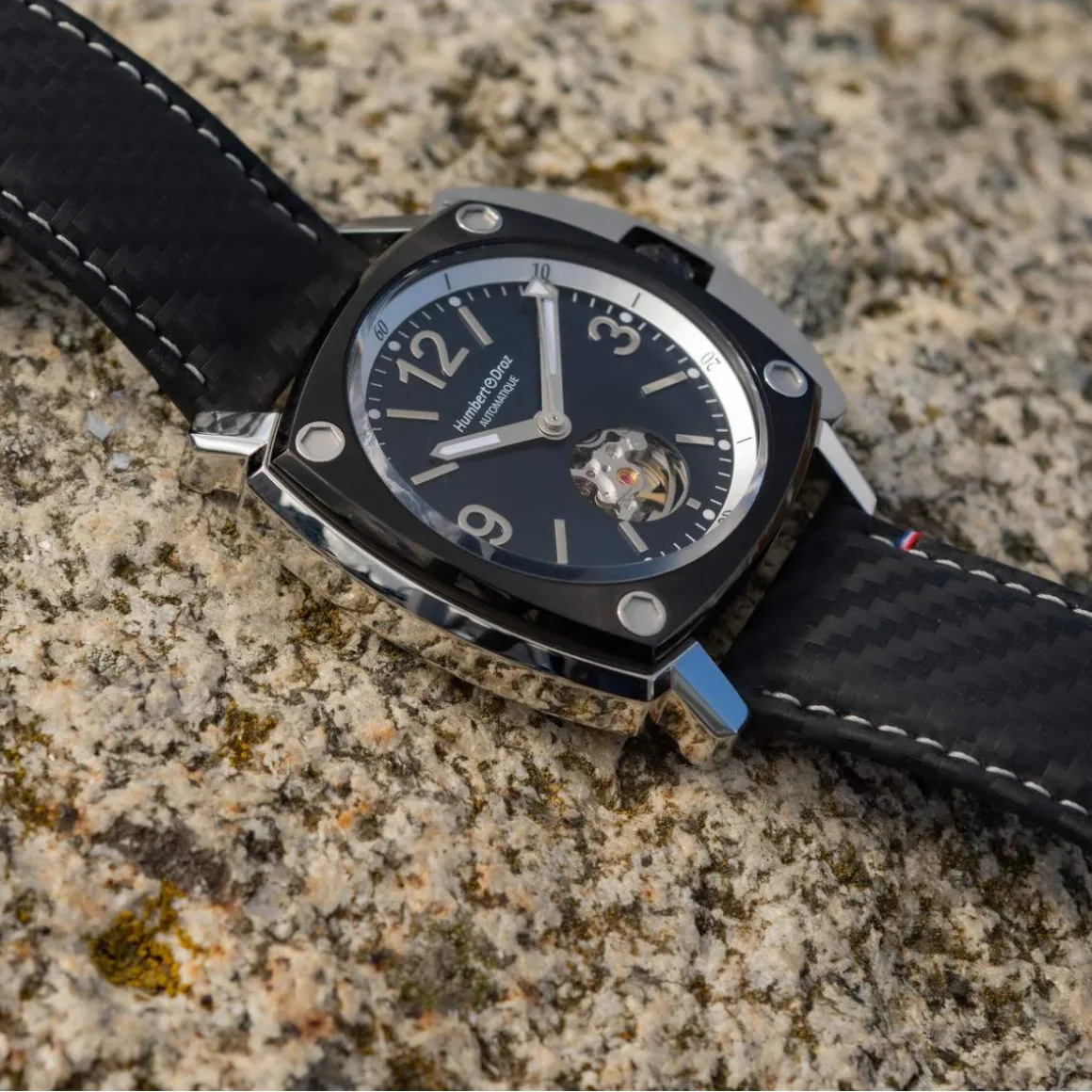 Montre HUMBERT-DROZ hd10 homme automatique, bracelet cuir noir