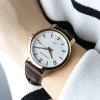 Montre HUMBERT-DROZ hd8 homme automatique, bracelet cuir marron clair