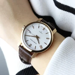 Montre HUMBERT-DROZ hd8 homme automatique, bracelet cuir marron clair
