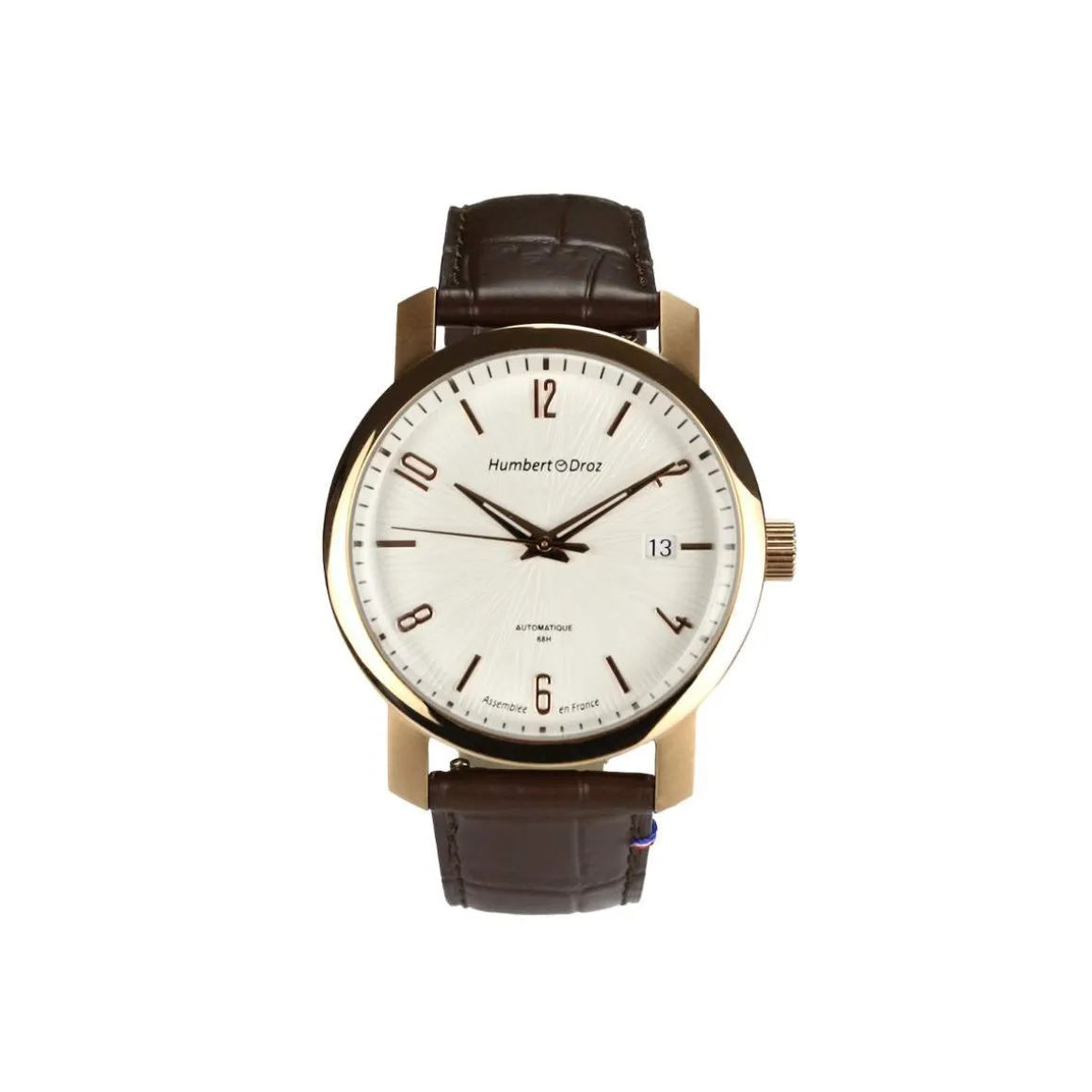 Montre HUMBERT-DROZ hd8 homme automatique, bracelet cuir marron clair