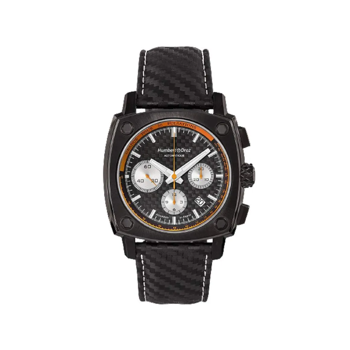 Montre HUMBERT-DROZ hd7 homme chronographe, bracelet cuir noir