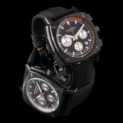 Montre HUMBERT-DROZ hd7 homme chronographe, bracelet cuir noir