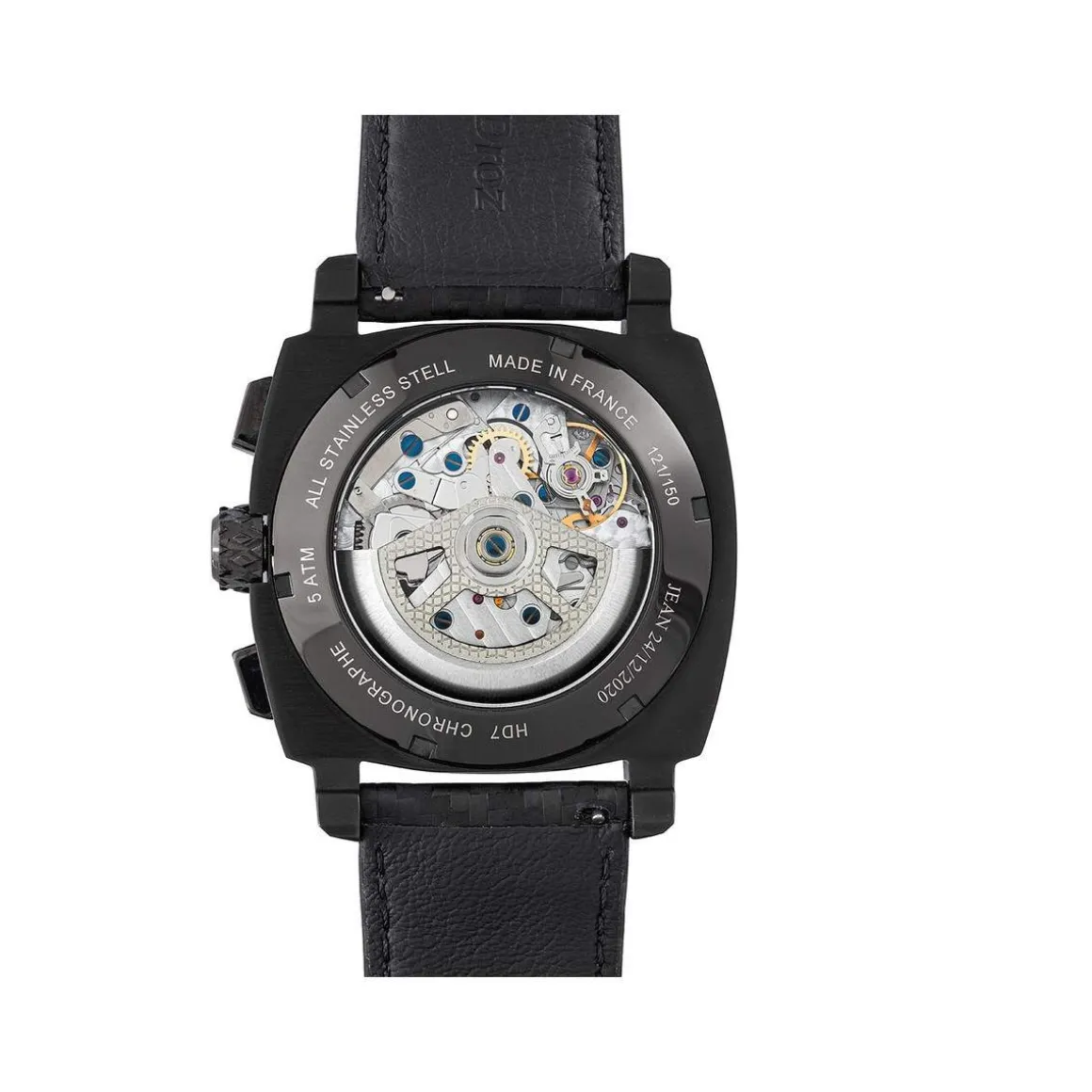 Montre HUMBERT-DROZ hd7 homme chronographe, bracelet cuir noir