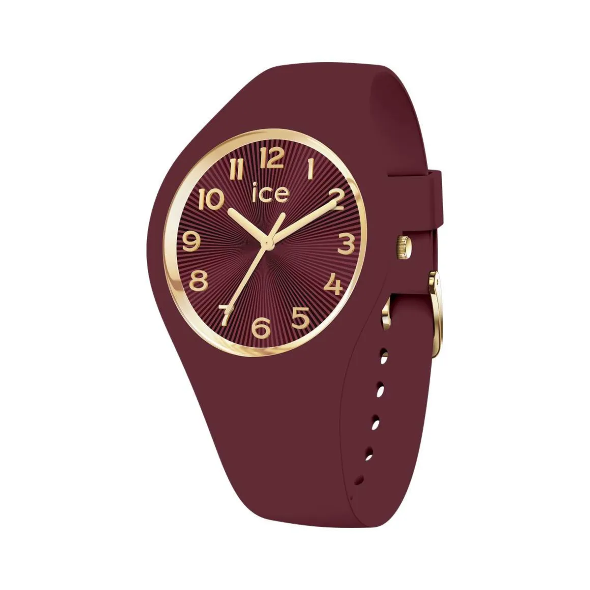 Montre ICE WATCH ice champagne femme bracelet silicone rouge foncé
