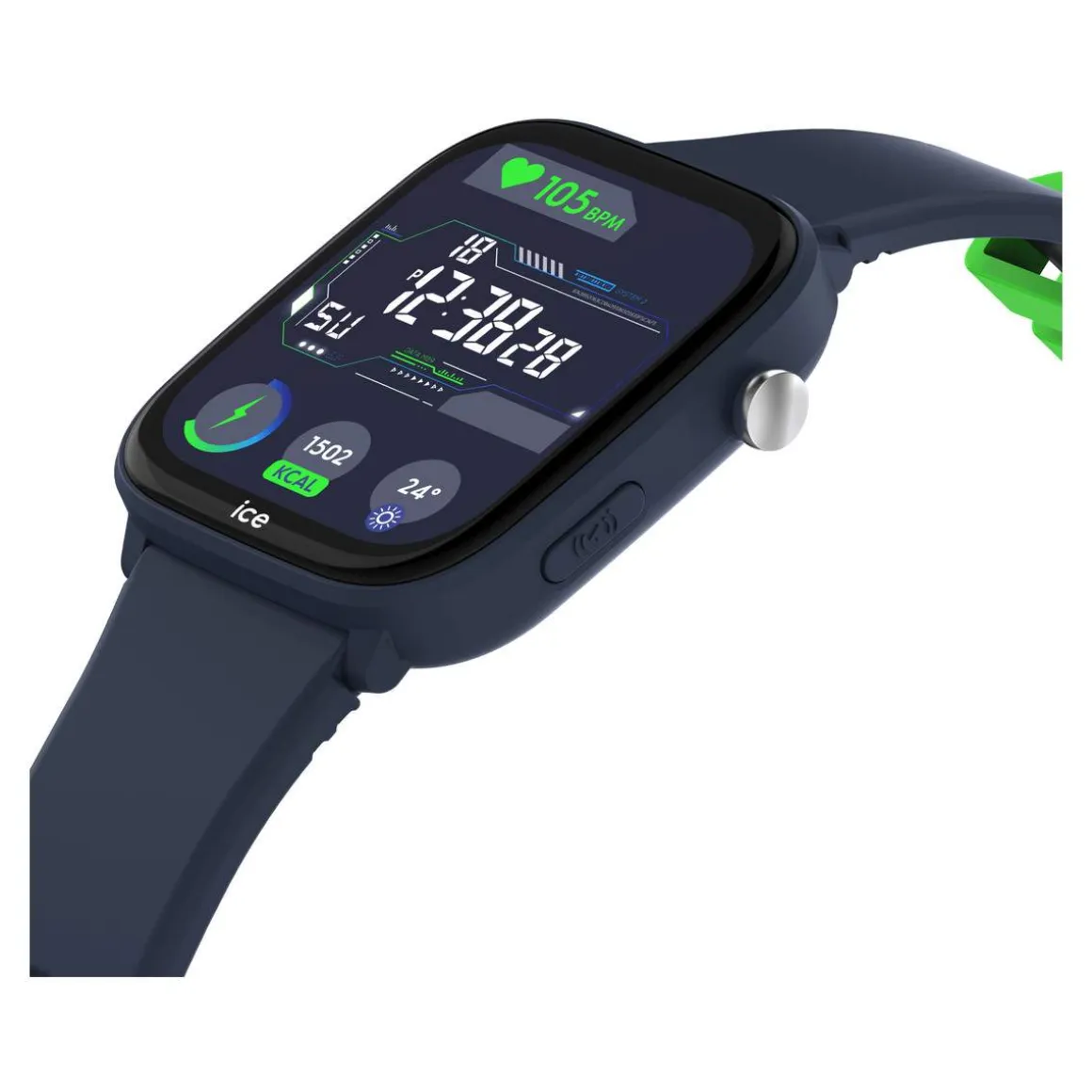 Montre ICE WATCH ice smart junior 3.0 fm enfant connecté, boîtier plastique bleu, bracelet silicone bleu