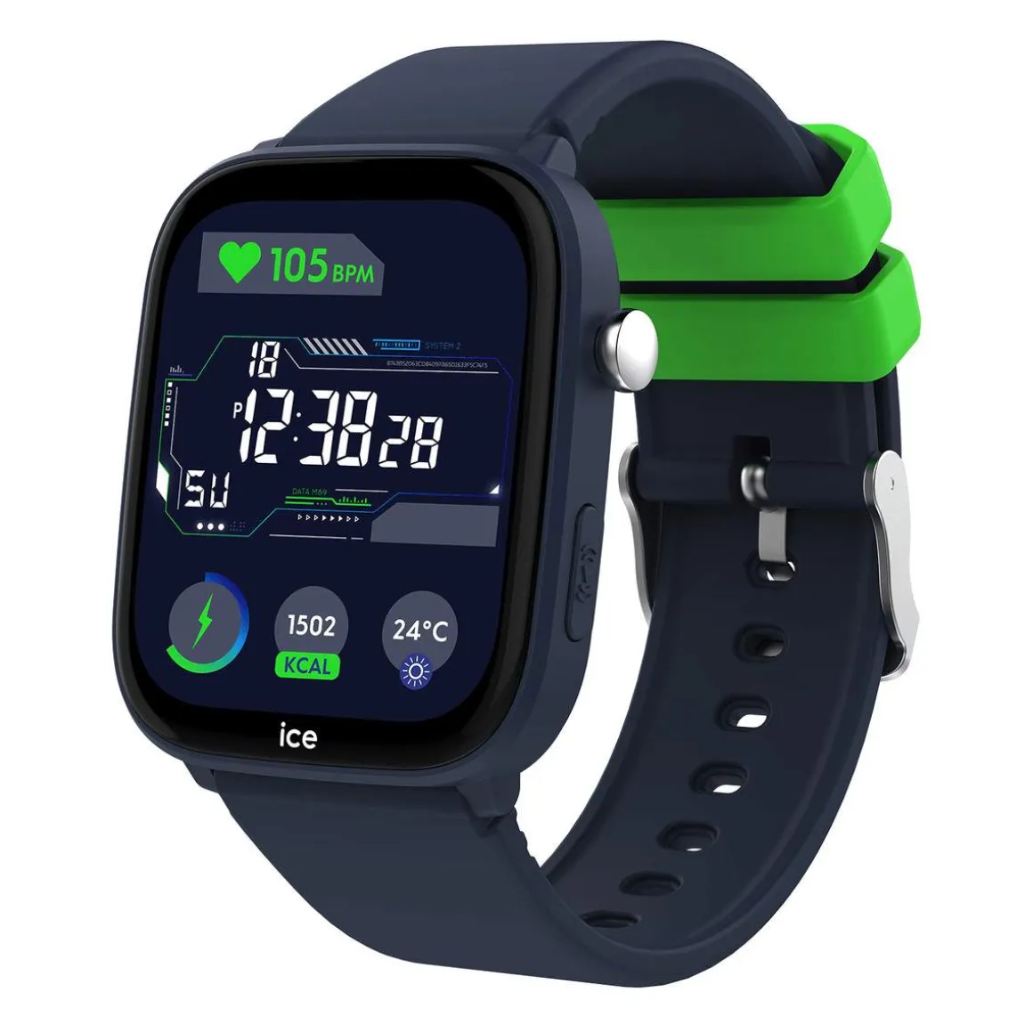 Montre ICE WATCH ice smart junior 3.0 fm enfant connecté, boîtier plastique bleu, bracelet silicone bleu