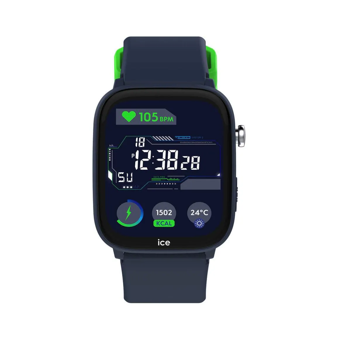 Montre ICE WATCH ice smart junior 3.0 fm enfant connecté, boîtier plastique bleu, bracelet silicone bleu