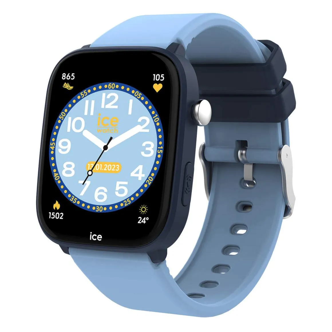 Montre ICE WATCH ice smart junior 3.0 fm enfant connecté, boîtier plastique bleu, bracelet silicone bleu