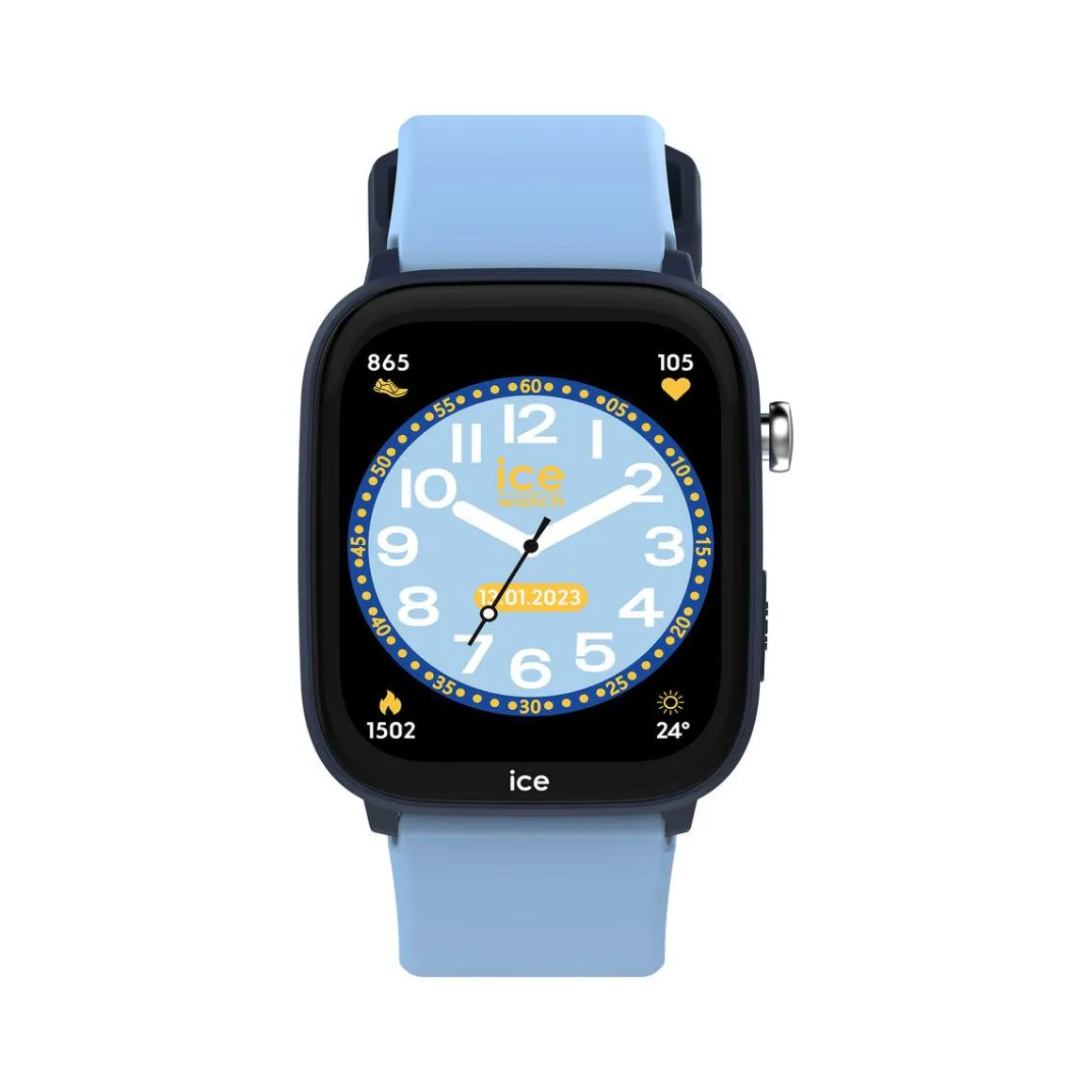 Montre ICE WATCH ice smart junior 3.0 fm enfant connecté, boîtier plastique bleu, bracelet silicone bleu