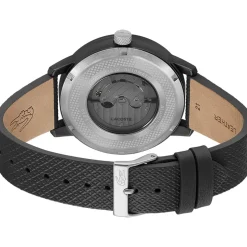 Montre LACOSTE.12.12 automatique homme bracelet cuir noir