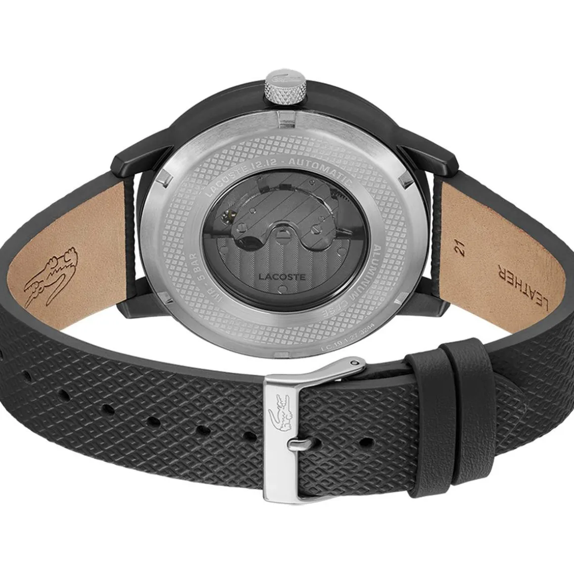 Montre LACOSTE.12.12 automatique homme bracelet cuir noir