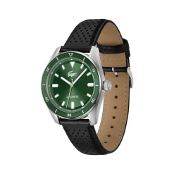 Montre LACOSTE boston homme bracelet cuir noir