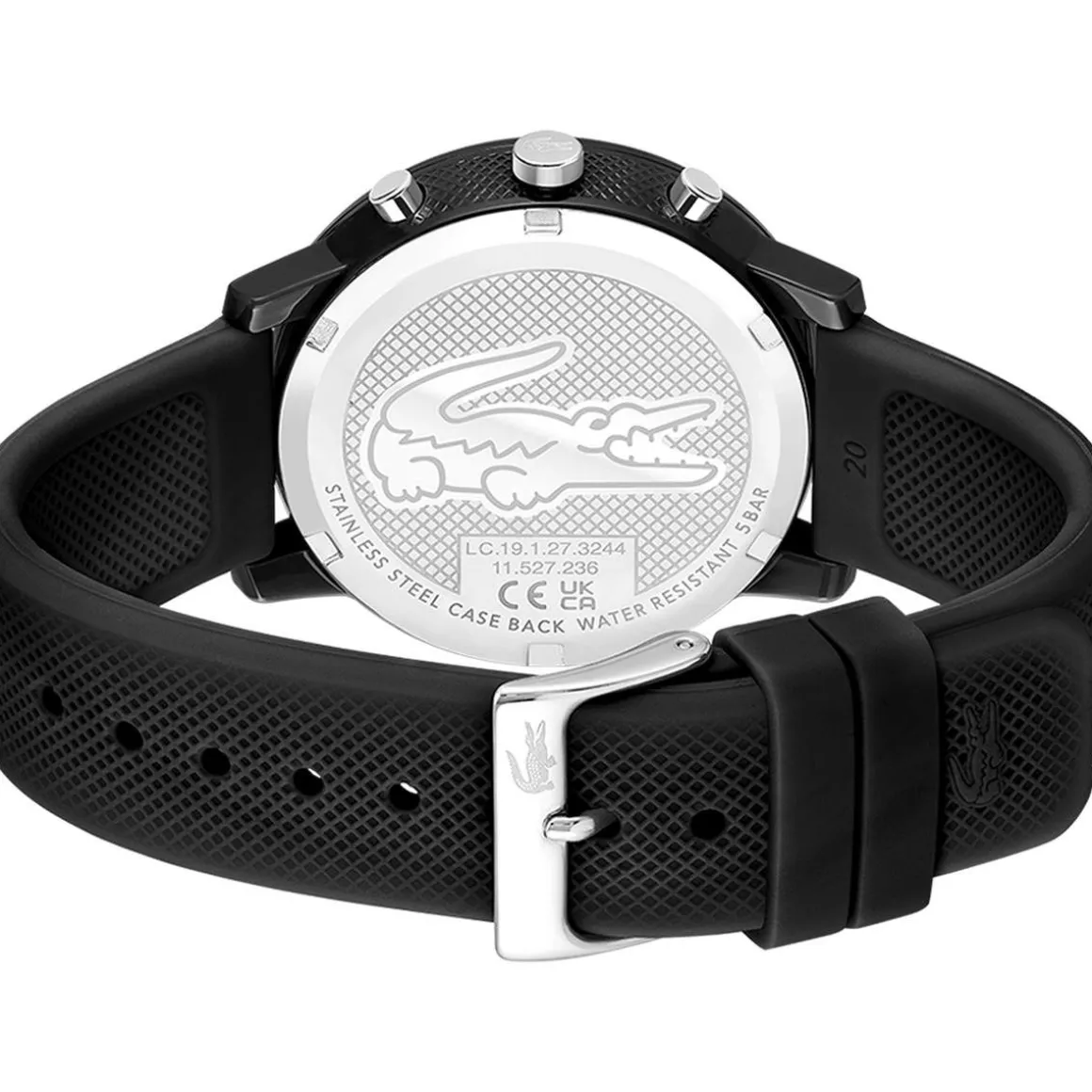 Montre LACOSTE.12.12 chrono homme TR90 noir bracelet silicone noir