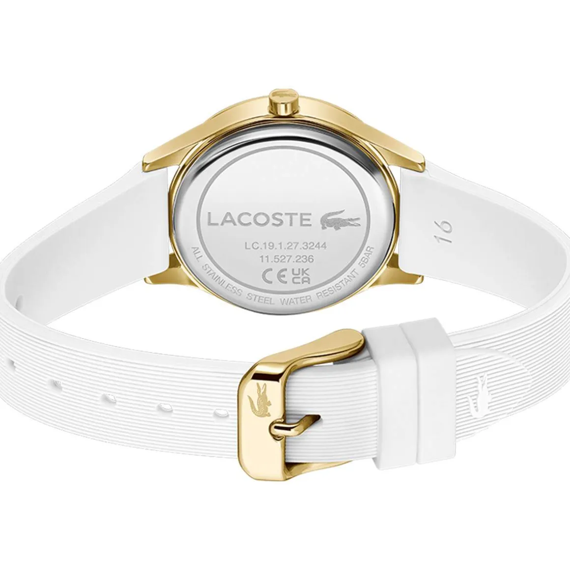 Montre LACOSTE crocodelle femme bracelet silicone blanc