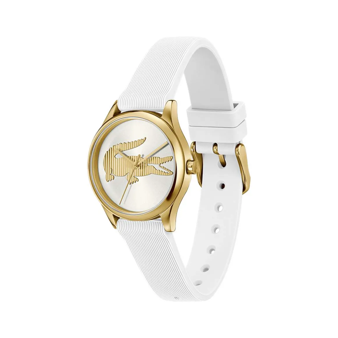 Montre LACOSTE crocodelle femme bracelet silicone blanc