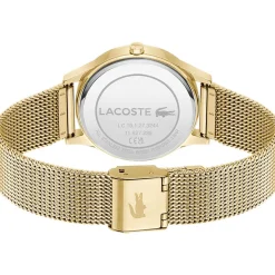 Montre LACOSTE crocodelle femme Acier doré jaune bracelet maille milanaise
