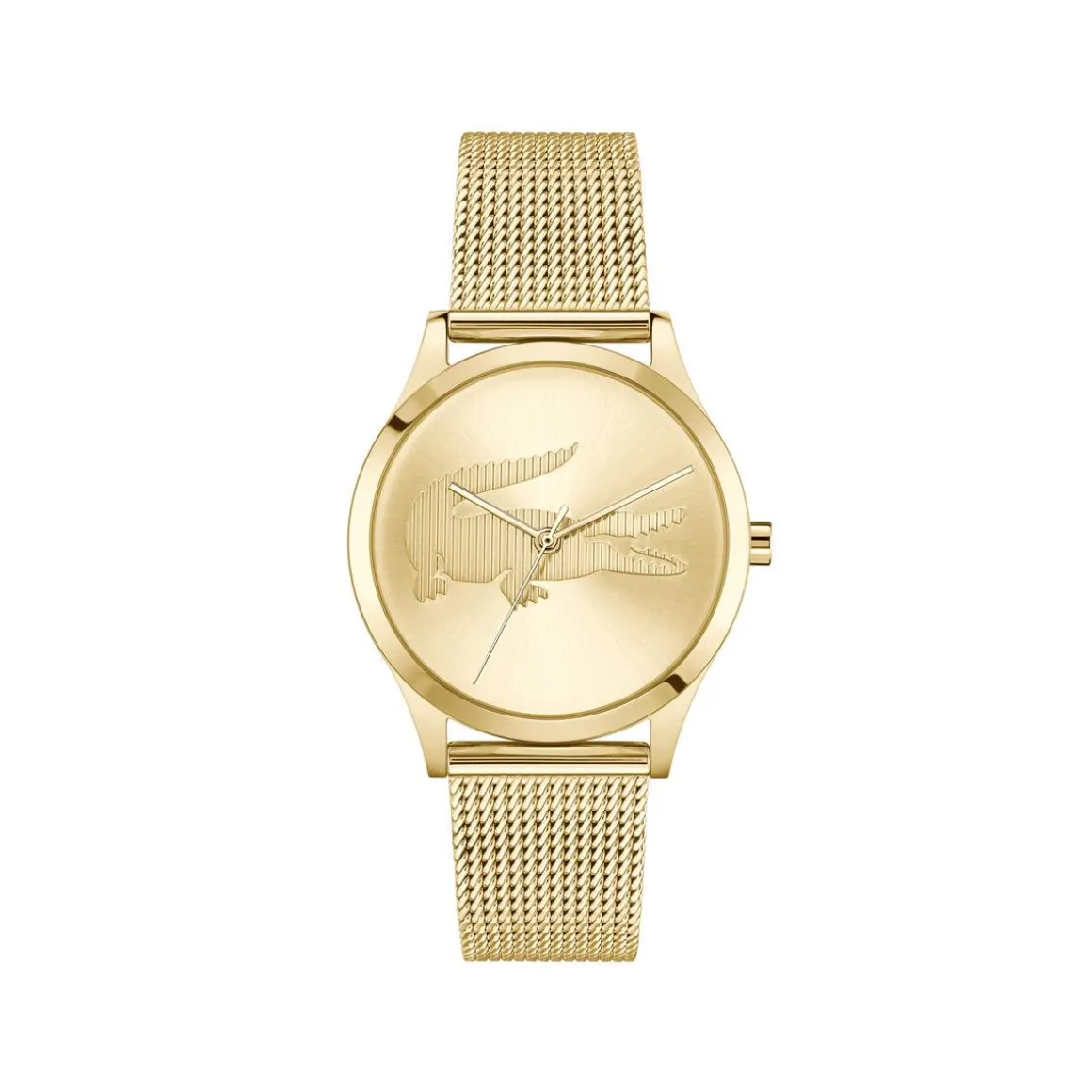 Montre LACOSTE crocodelle femme Acier doré jaune bracelet maille milanaise