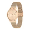 Montre LACOSTE crocorigin femme bracelet acier doré rose