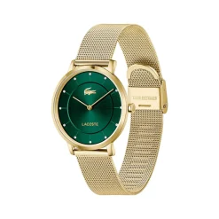 Montre LACOSTE crocorigin femme bracelet acier inoxydable doré jaune
