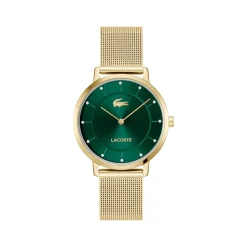 Montre LACOSTE crocorigin femme bracelet acier inoxydable doré jaune