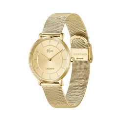 Montre LACOSTE crocorigin femme bracelet acier inoxydable doré jaune