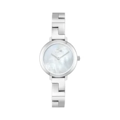 Montre LACOSTE femme acier bracelet cuir argent