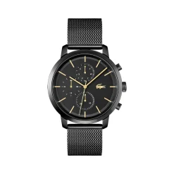 Montre Lacoste homme  acier noir maille milanaise