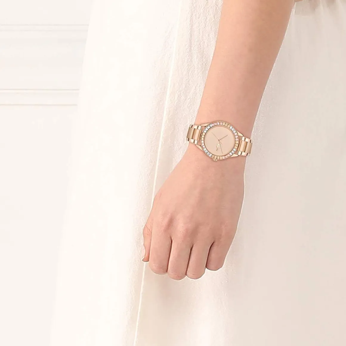 Montre LACOSTE Ladycroc femme bracelet acier doré jaune
