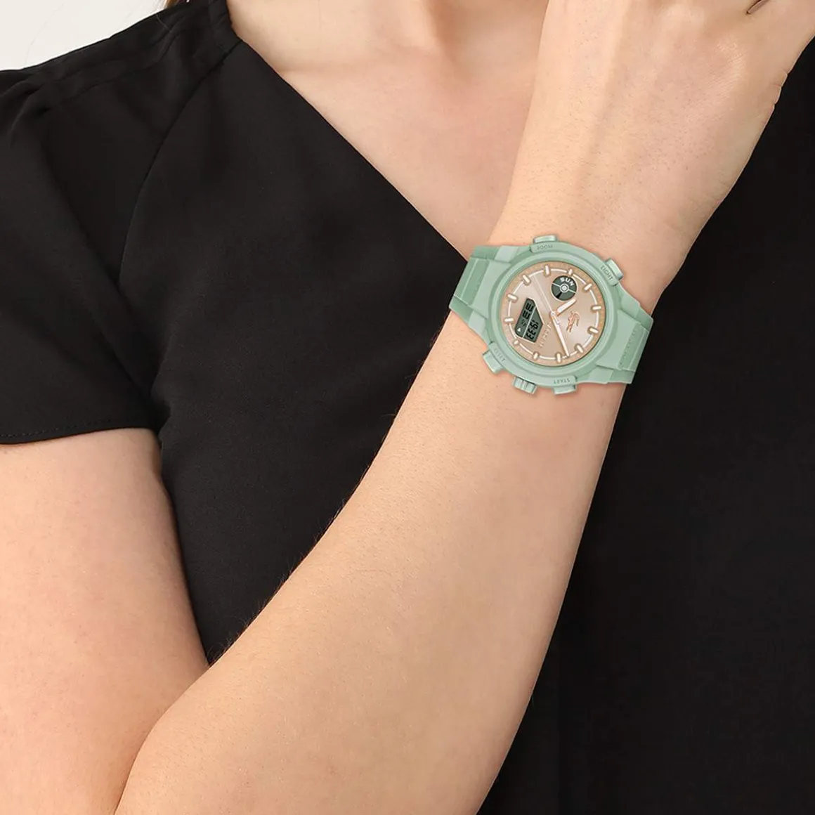 Montre LACOSTE lc33 femme vert cadran beige bracelet silicone