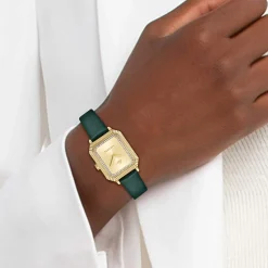 Montre LACOSTE parisienne femme cadran doré jaune bracelet vert