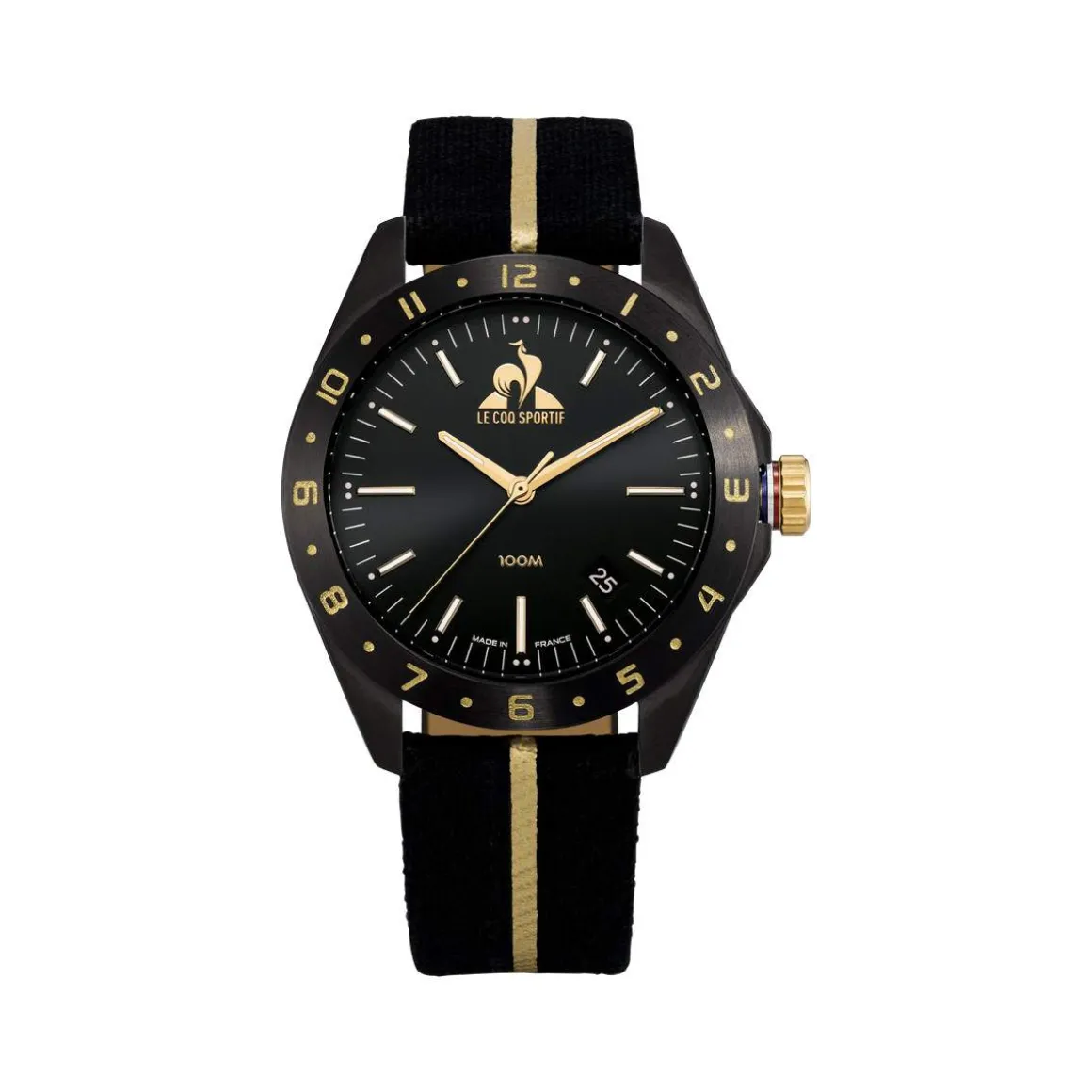 Montre LE COQ SPORTIF coq d'or homme bracelet tissu noir