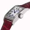 Montre LIP CHURCHILL C18 femme cadran gris bracelet cuir rouge boitier acier