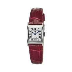 Montre LIP CHURCHILL C18 femme cadran gris bracelet cuir rouge boitier acier
