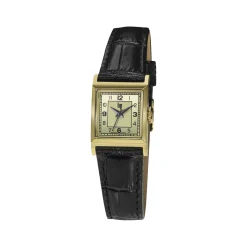 Montre LIP CHURCHILL femme acier doré bracelet cuir noir