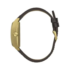 Montre LIP CHURCHILL homme automatique, acier doré bracelet cuir marron