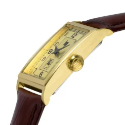 Montre LIP CHURCHILL T18 femme cadran doré bracelet cuir marron