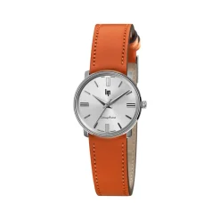 Montre Lip femme acier cuir marron orangé