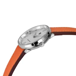 Montre Lip femme acier cuir marron orangé
