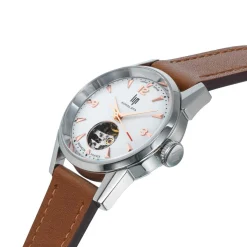 Montre Lip femme acier cuir marron foncé